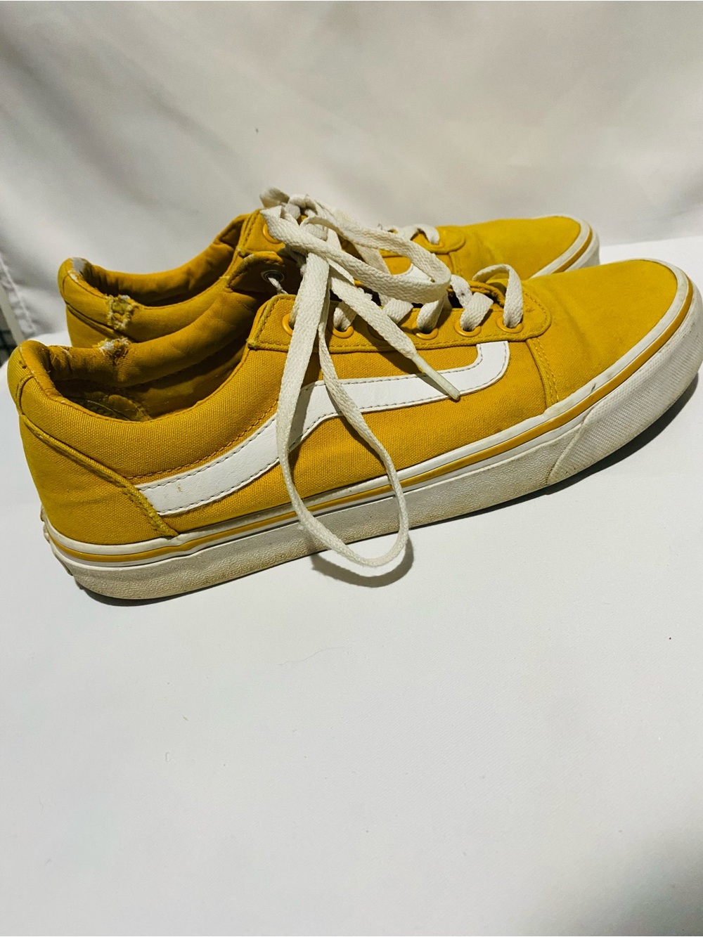 Vans Mustard Yellow Canvas Low-Top Sneakers with White Stripe